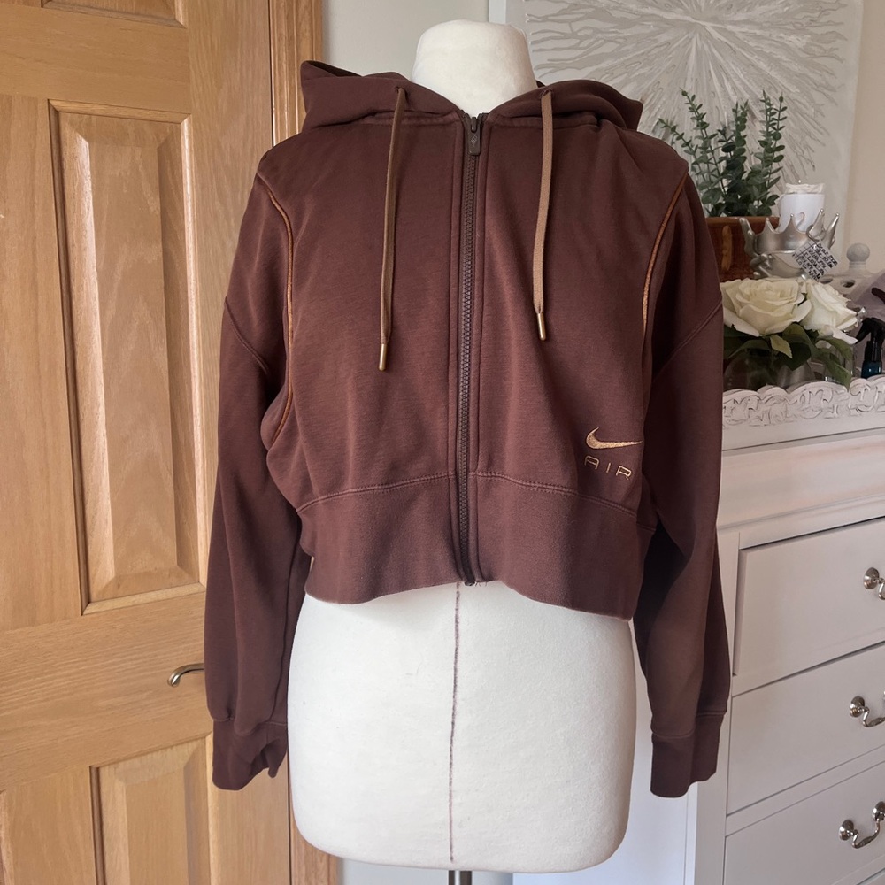 🤍NIKE Air Fleece Cropped Hoodie In Brown , size M
